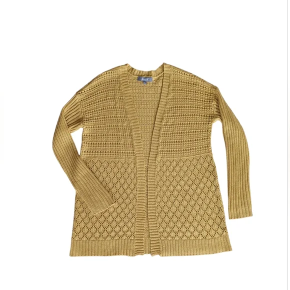 Marled Reunited Clothing Acrylic Longline Open Cardigan Sweater MEDIUM Yellow - Picture 11 of 15